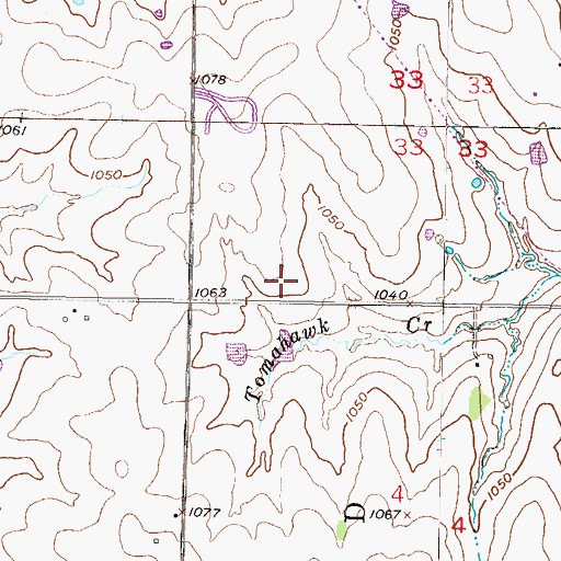 Topographic Map of Kingdom Hall of Jehovahs Witnesses Indian Creek Congregation, KS