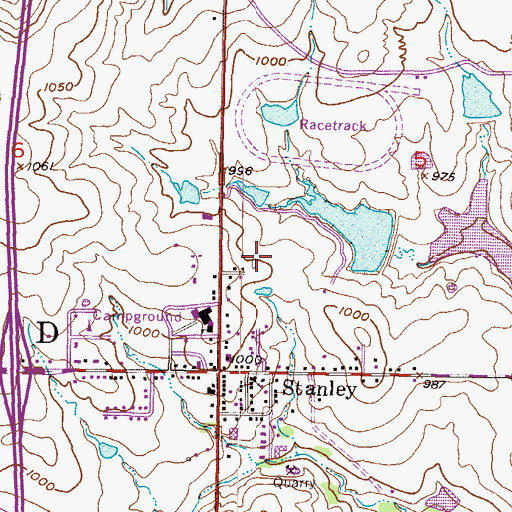 Topographic Map of Edgewater Crossing Shopping Center, KS