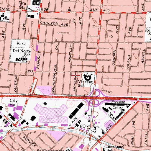 Topographic Map of Vincent School, CA