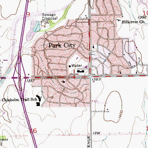 Topographic Map of Park City Community Public Library, KS