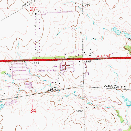 Topographic Map of Diamond Spur Trailer Court, KS