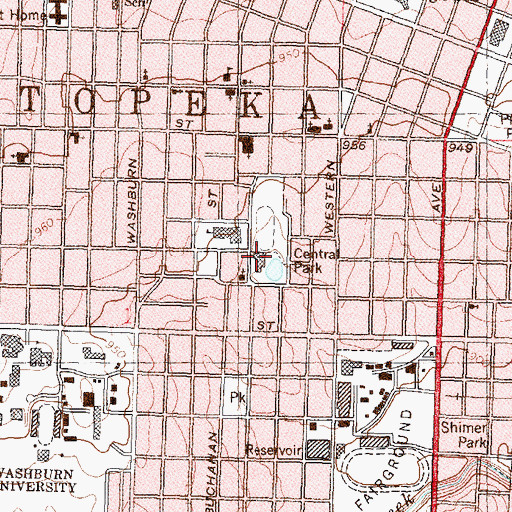 Topographic Map of Central Park Community Center, KS