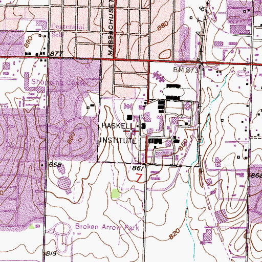 Topographic Map of Haskell Indian Nations University - Blue Eagle Hall, KS