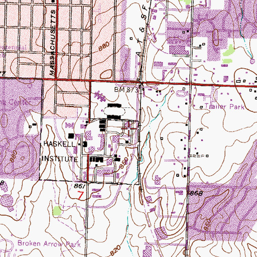 Topographic Map of Haskell Indian Nations University - Coffin Sports Complex, KS