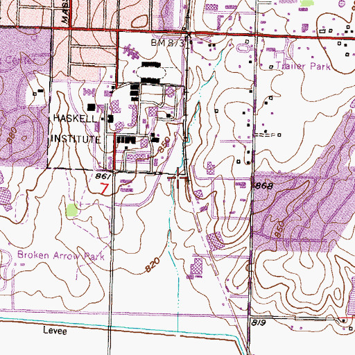 Topographic Map of Haskell Indian Nations University Haskell Cemetery, KS