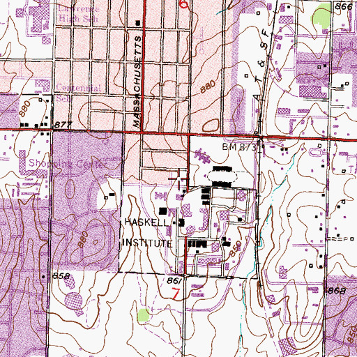 Topographic Map of Haskell Indian Nations University - Haskell Cultural Center and Museum, KS