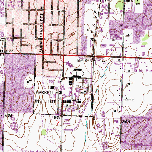 Topographic Map of Haskell Indian Nations University - Haskell Stadium, KS