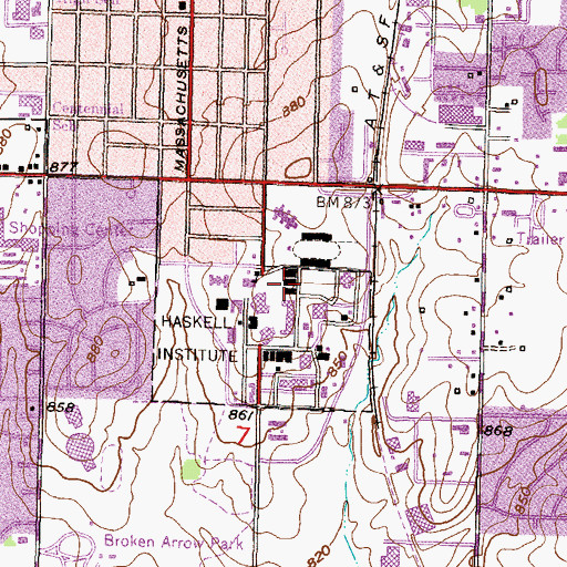 Topographic Map of Haskell Indian Nations University - Hiawatha Hall, KS