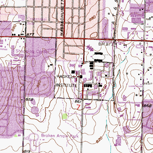 Topographic Map of Haskell Indian Nations University - Kiva Hall, KS