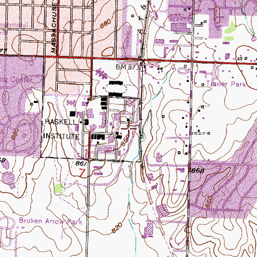 Topographic Map of Haskell Indian Nations University - Little Nations Academic Center, KS