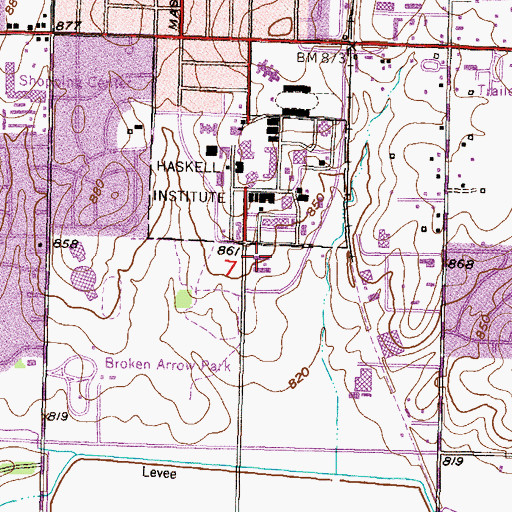 Topographic Map of Haskell Indian Nations University - North Winnemucca Hall, KS
