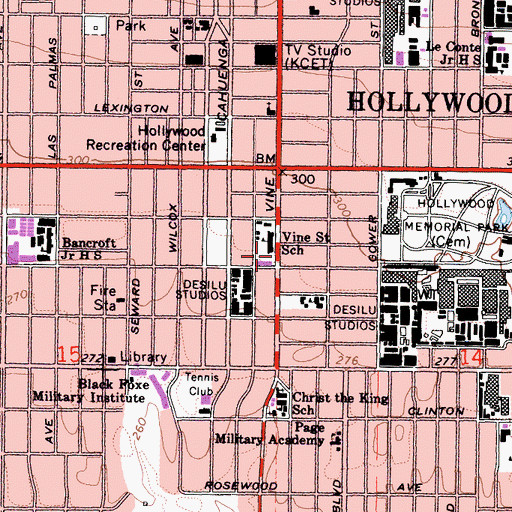 Topographic Map of Vine Elementary School, CA