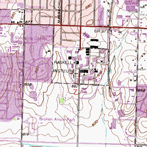 Topographic Map of Haskell Indian Nations University - Roe Cloud Hall, KS