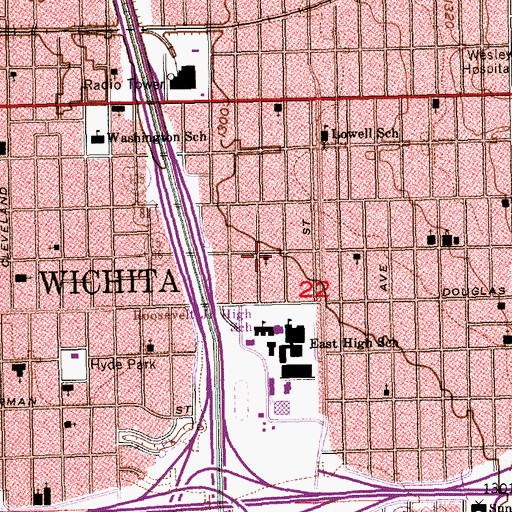 Topographic Map of New Salem Missionary Baptist Church, KS