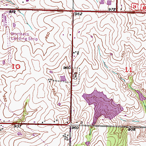 Topographic Map of Glenwood Cemetery, KS