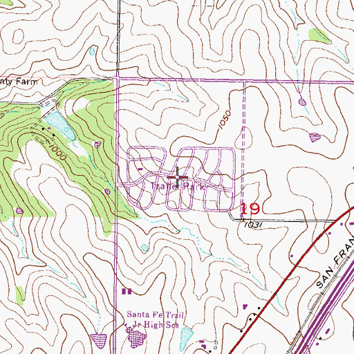 Topographic Map of Hometown Santa Barbara Mobile Home Park, KS