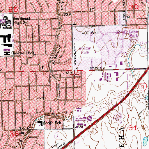 Topographic Map of Infinia at Wichita Nursing Home, KS