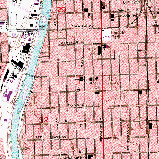 Topographic Map of Bethany United Methodist Church, KS