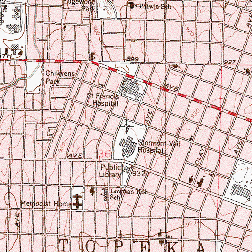 Topographic Map of Shawnee County Health Agency, KS