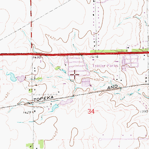 Topographic Map of Wichita Regency Mobile Home Community, KS