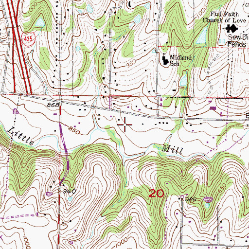 Topographic Map of Shawnee Heartland Assisted Living Residence, KS