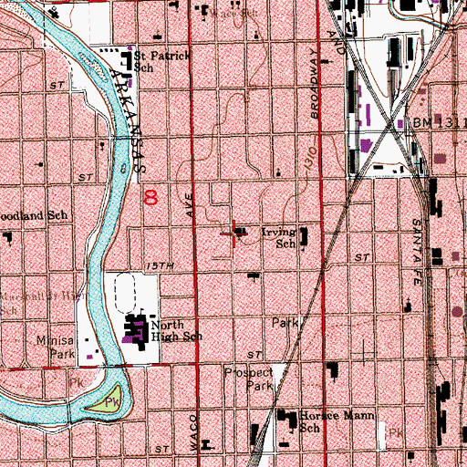 Topographic Map of Mennonite Church of the Servant, KS