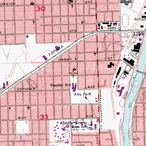 Topographic Map of Martinson Avenue Christian Church, KS