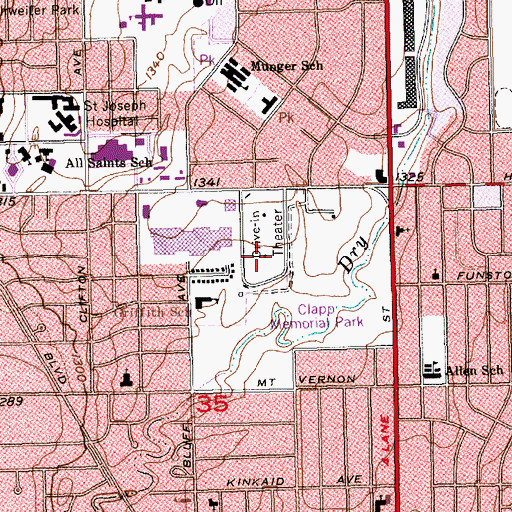 Topographic Map of Georgetown Village Assisted Living Facility, KS