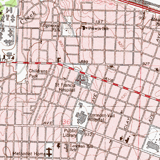 Topographic Map of Saint Francis Hospital and Medical Center, KS