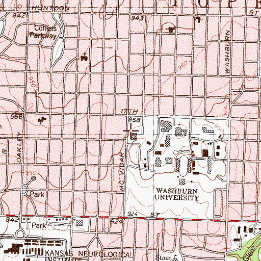 Topographic Map of Washburn University - Legal Clinic, KS