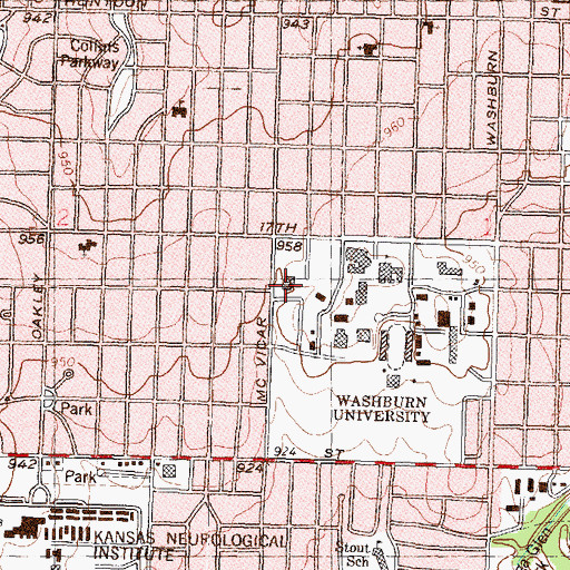 Topographic Map of Washburn University - Law School, KS