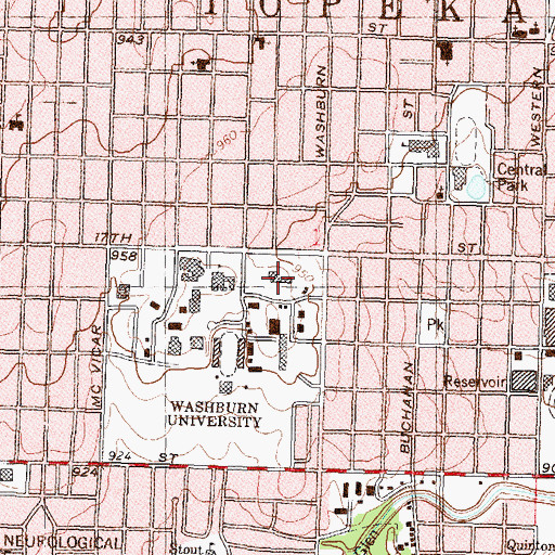 Topographic Map of Washburn University - Stoffer Science Hall, KS