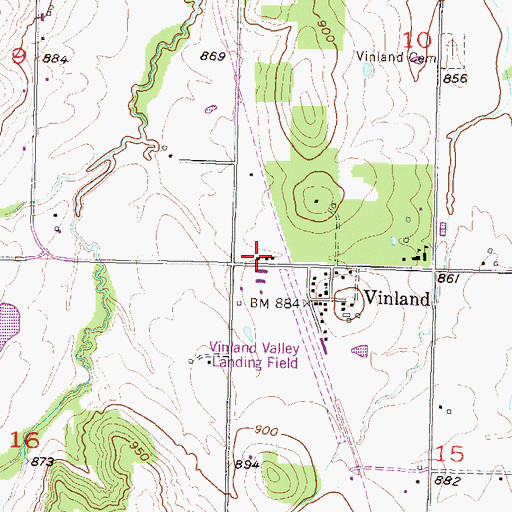 Topographic Map of Church of Christ of Vinland, KS