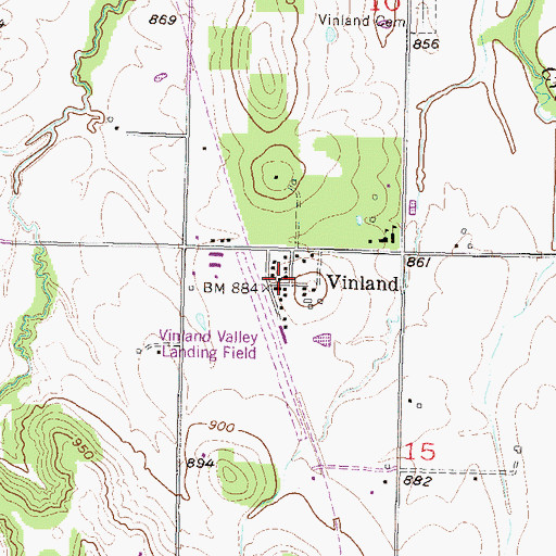 Topographic Map of Vinland United Methodist Church, KS
