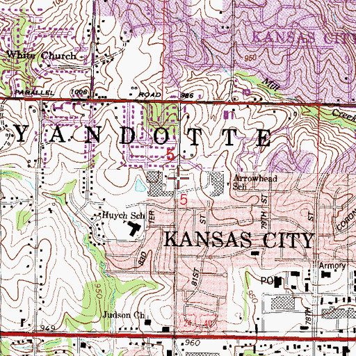 Topographic Map of West Wyandotte Public Library, KS