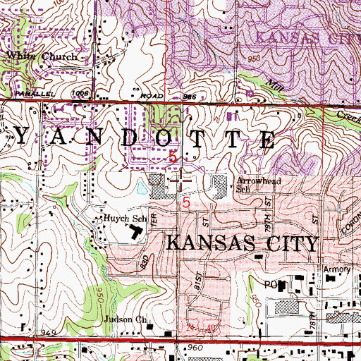 Topographic Map of West Wyandotte Public Library, KS