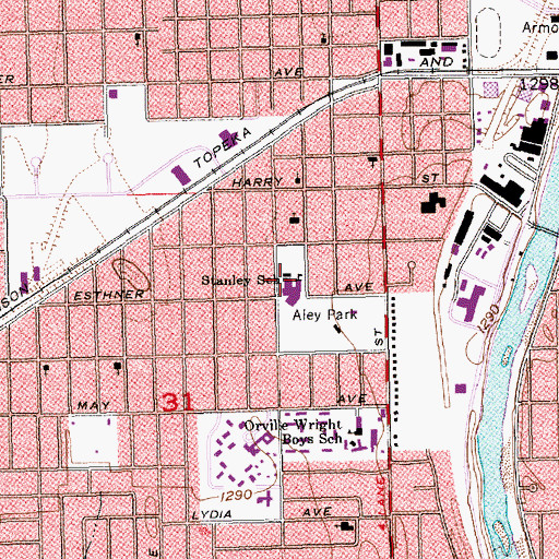 Topographic Map of Stanley Neighborhood City Hall, KS