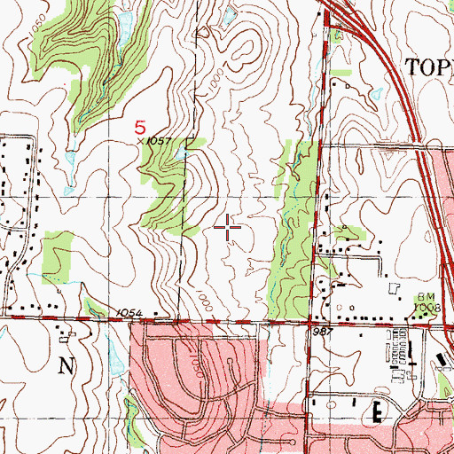 Topographic Map of West Ridge Mall, KS