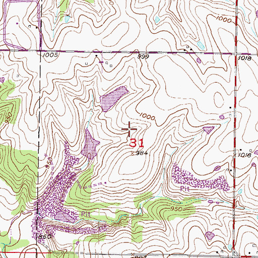 Topographic Map of The Golf Club of Kansas, KS