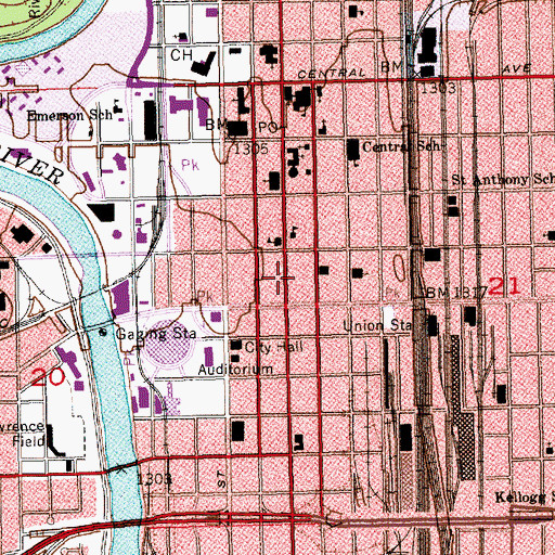 Topographic Map of Wichita State University - Lowell D Holmes Museum of Anthropology, KS