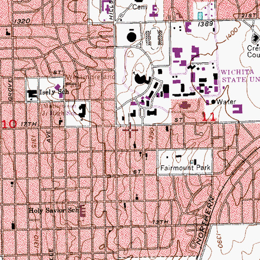 Topographic Map of Wichita State University - Blake Hall, KS