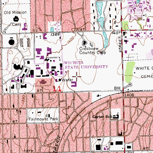 Topographic Map of Wichita State University - Breeburn Golf Club, KS