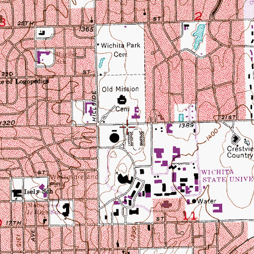 Topographic Map of Wichita State University - Cessna Annex, KS