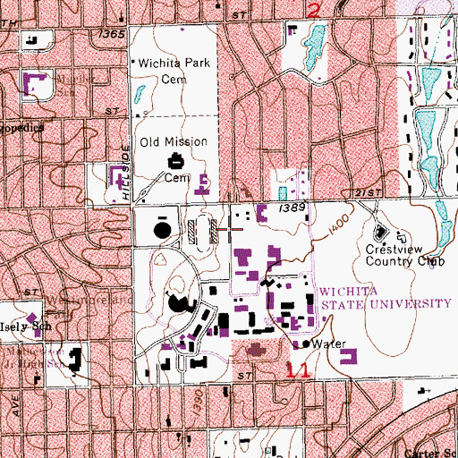 Topographic Map of Wichita State University - Devlin Hall, KS