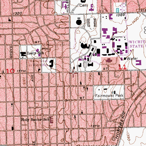 Topographic Map of Wichita State University - Garvey International Center, KS