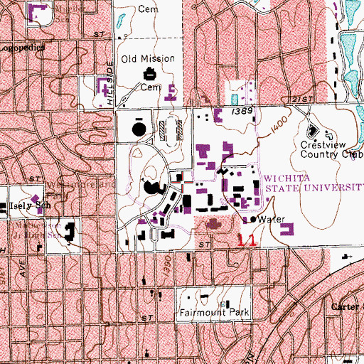 Topographic Map of Wichita State University - Grace Memorial Chapel, KS