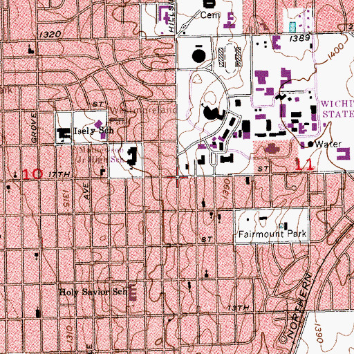 Topographic Map of Wichita State University - Intensive English Annex, KS