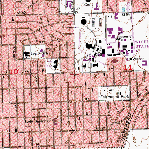 Topographic Map of Wichita State University - Intensive English Language Center, KS
