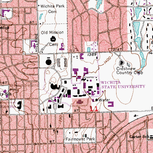 Topographic Map of Wichita State University - Linquist Hall, KS
