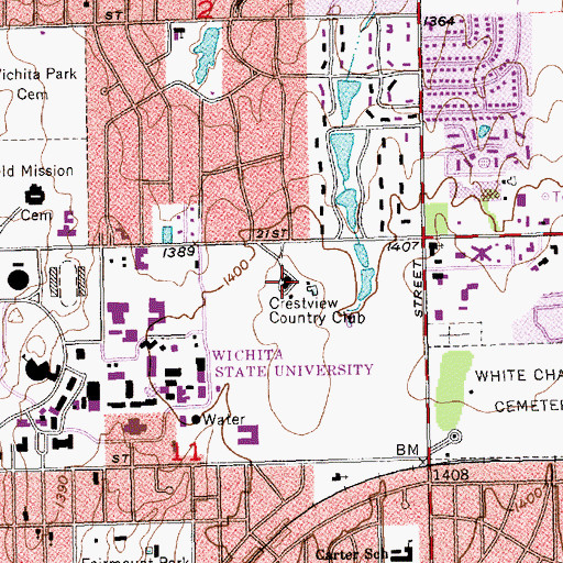 Topographic Map of Wichita State University - Marcus Welcome Center, KS